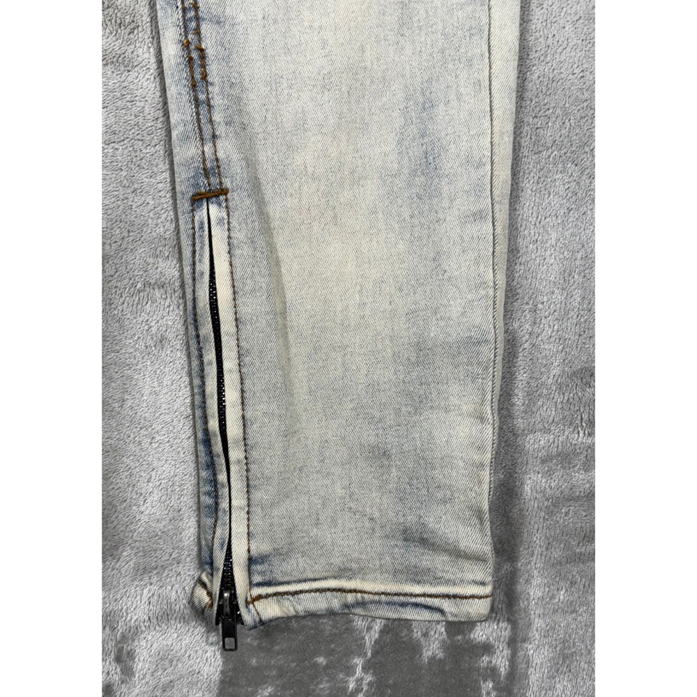 KDNK 1141411 Jeans Distressed Mens 32 Light Blue Ankle Zip Streetwear - Picture 5 of 12